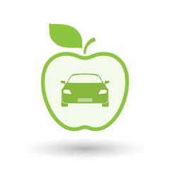 Isolated  line art apple icon with a car