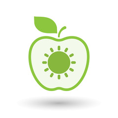 Isolated  line art apple icon with a sun