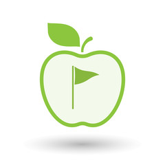 Isolated  line art apple icon with a golf flag