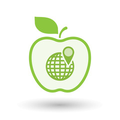 Isolated  line art apple icon with a world globe