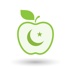 Isolated  line art apple icon with an islam sign