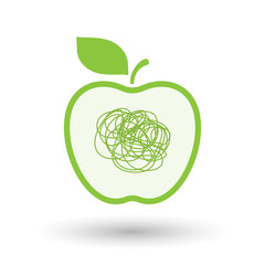 Isolated  line art apple icon with a doodle