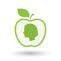 Isolated  line art apple icon with a female head