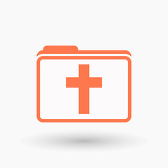 Obraz premium Isolated line art folder icon with a christian cross