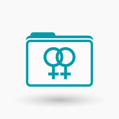 Isolated  line art  folder icon with a lesbian sign
