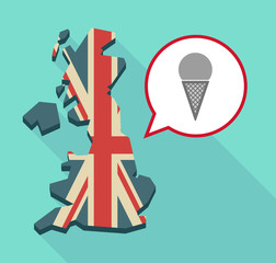 Long shadow United Kingdom map with a comic balloon and a cone i