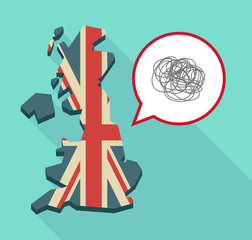 Long shadow United Kingdom map with a comic balloon and a doodle