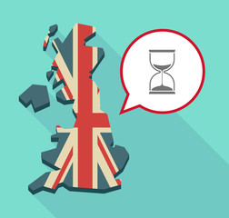 Long shadow United Kingdom map with a comic balloon and a sand c