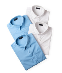 set of white and blue male shirts