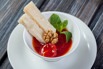 beautiful dessert on white plate