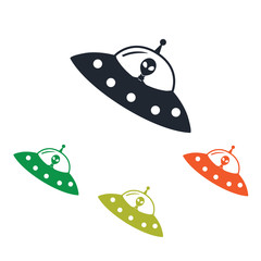 Alien ship icon on the background