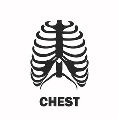 Human ribs breast black icon
