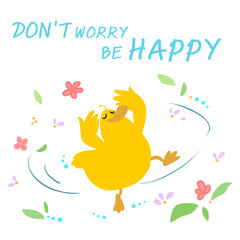 Obraz premium Happy duck dance cartoon vector