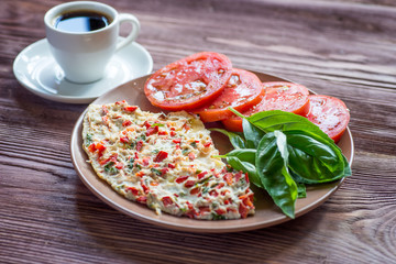 Homemade omlette with tomatoes