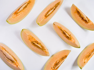 Fototapeta premium pieces of cantaloupe place orderly