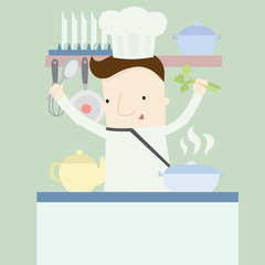 I am a chef ,vector illustration cartoon