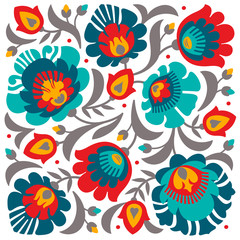 Polish folk papercut style flower composition - 118622595