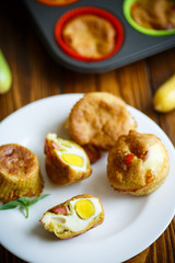 zucchini muffins baked with egg inside