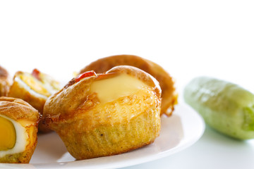 zucchini muffins baked with egg inside