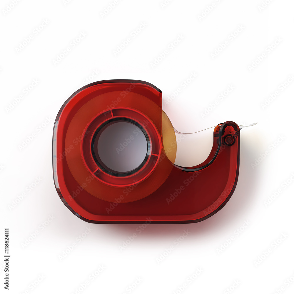 Fototapete tape dispenser.3d rendering.isolated on white background.top view.