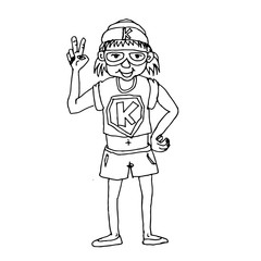 doodle kid super hero cartoon icon hand draw illustration design
