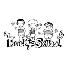 doodle kid back to school icon hand draw illustration design by