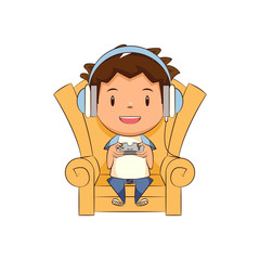 Cute child playing video games