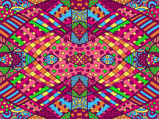 Fototapeta premium Zentangle abstract background. Zentangle coloring page. Coloring book for adults. Vector ornament for surface textures, web design, textile and other. Colorful retro background.
