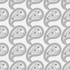 Seamless pattern of beautiful paisley cucumbers Turkish, Indian, Persian