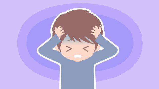 頭を抱え青ざめる男性　CG・アニメーション・モーション　悩み・ストレス　ループ素材