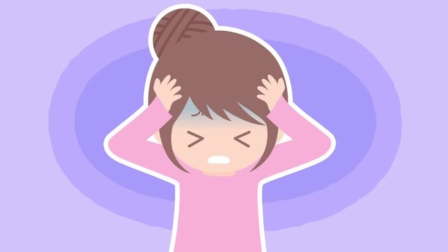 頭を抱え青ざめる女性　CG・アニメーション・モーション　悩み・ストレス　ループ素材