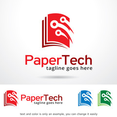 Paper Tech Logo Template Design Vector