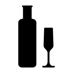 Bottles and glasse of alcohol. Wine vector illustration.