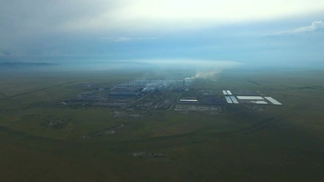 Aerial shot Industrial area Aldel Aluminum smelter