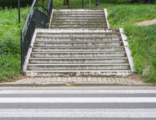 Crosswalk In Front Of Stairs