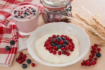 cottage cheese with berries and yogurt for breakfast