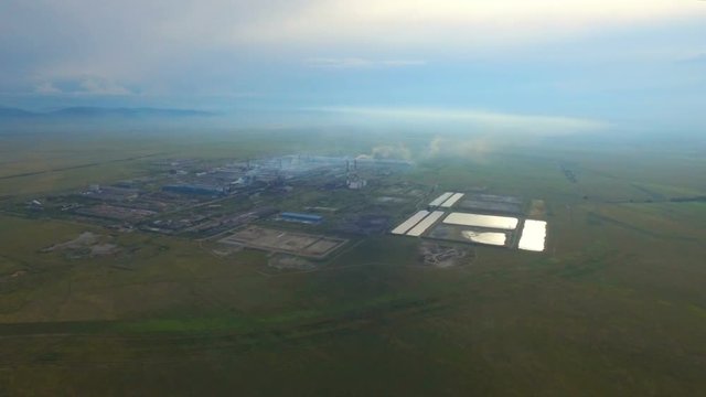Aerial shot Industrial area Aldel Aluminum smelter