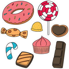 vector set of dessert