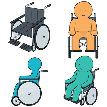 vector set of man sitting in wheelchair