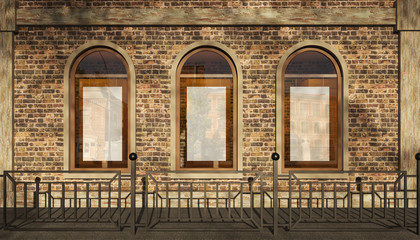 view of the store facade. 3d rendering