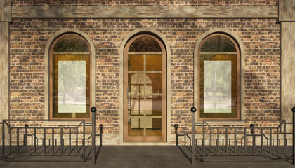 view of the store facade. 3d rendering