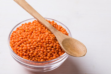red lentils with spoon