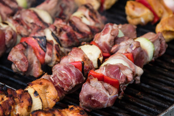 meat skewers with vegetables