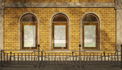 view of the store facade. 3d rendering