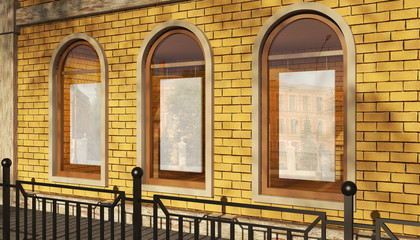 Shop in the old house. 3d rendering