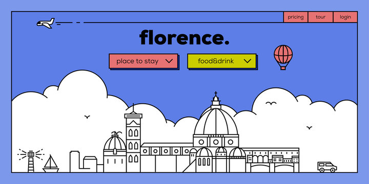 Florence Modern Web Banner Design with Vector Linear Skyline