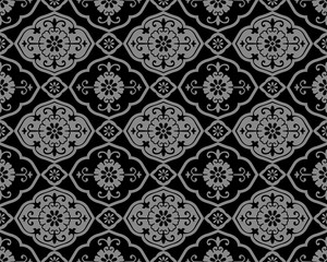 Antique seamless background 456 oriental Asian curve spiral flower kaleidoscope
