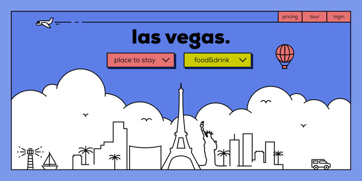 Las Vegas Modern Web Banner Design with Vector Linear Skyline