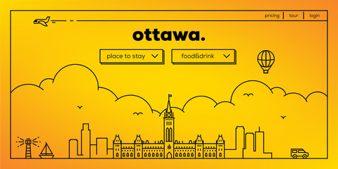 Ottawa Modern Web Banner Design with Vector Linear Skyline