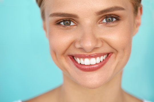 Beautiful Smile. Smiling Woman With White Teeth Beauty Portrait.. High Resolution Image